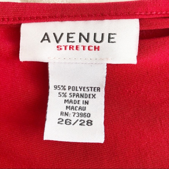 Avenue Stretch Red V-Neck Knit Top Size 26/28 - Picture 4 of 11
